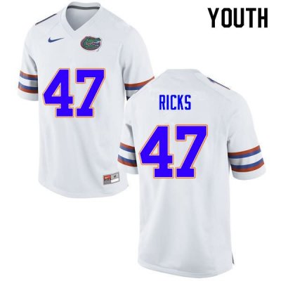 Youth Florida Gators #47 Isaac Ricks NCAA Nike White Authentic Stitched College Football Jersey OFP6262EY